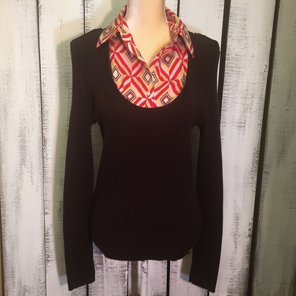 Tory Burch Sweaters - Tory Burch Patterned Brown Sweater Size Large